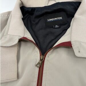 London Fog Mens XL‎ Beige Full Zip Harrington Jacket Ribbed Collar & Cuffs